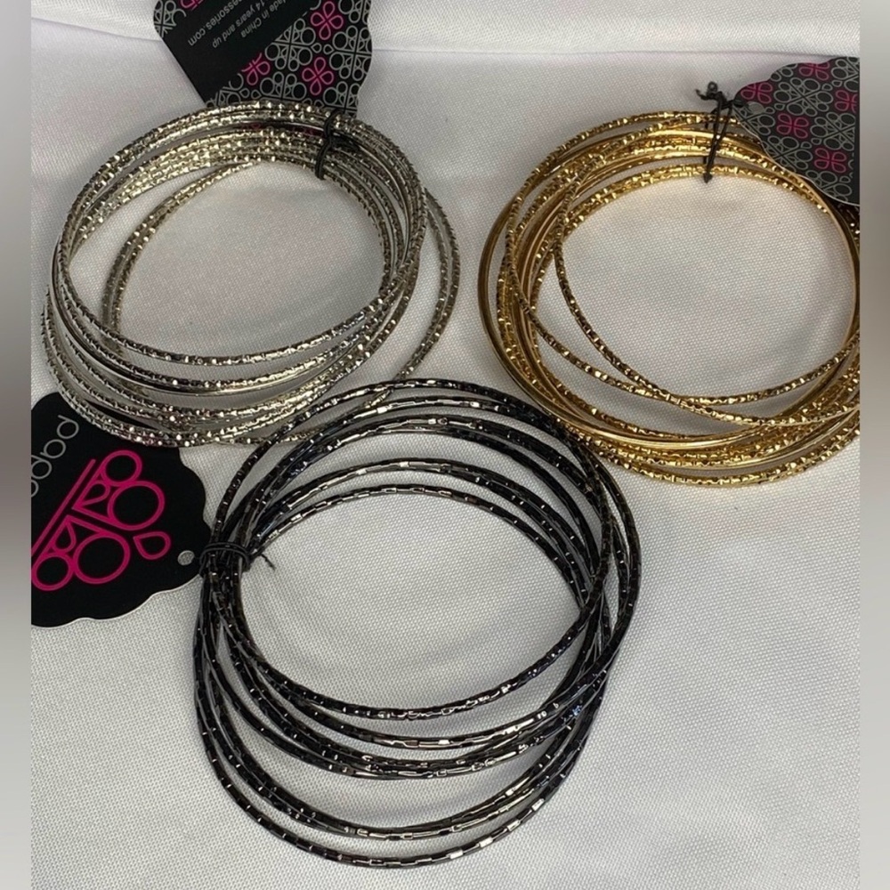 Gold, Silver, and Black Bangle‎ Sets